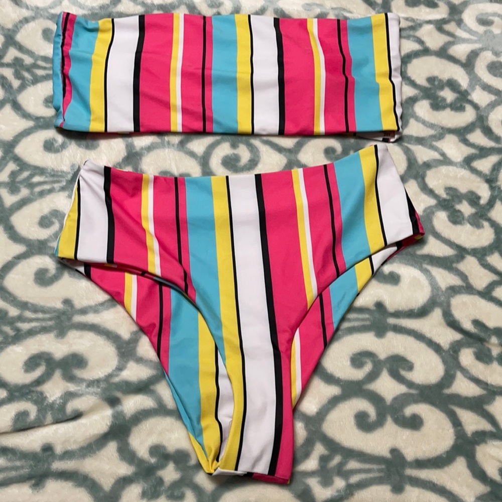 Stripped Shein bathing suit.